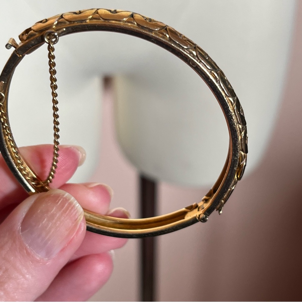 Vintage 80 90 Retro Heavy Gold plated Omega Chain Mobwife Bangle Bracelet - Picture 6 of 13